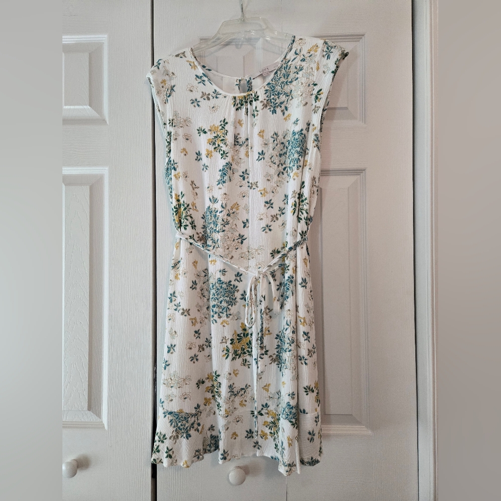 Loft sleeveless dress, ruffle trim